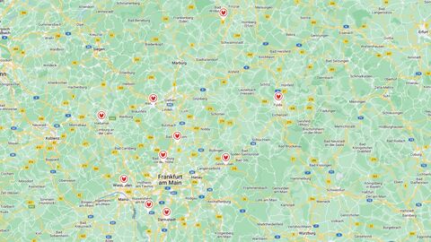 Karte mit Pins der Feldflurprojekte an den jeweiligen Standorten.