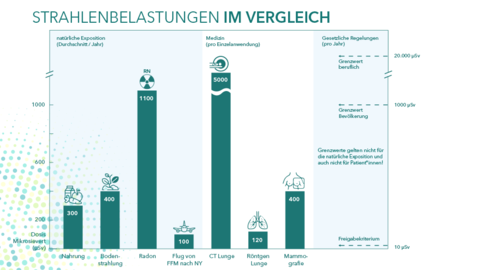 Grafik zu verschiedenen Strahlenbelastungen im Vergleich
