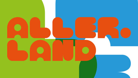 Logo mit einem orangefarbenen Schriftzug "AllerLand"