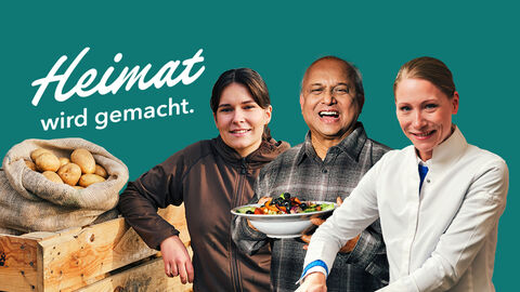 Die drei ersten Heimatmacher der neuen Kampagne: von links - Helena Wolf, Hamidul Khan und Katharina Koch.