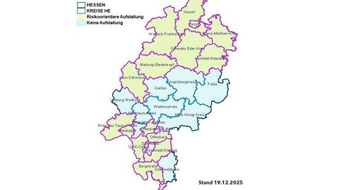 Übersicht über Landkreise und kreisfreie Städte mit Auftstallpflicht aufgrund der Geflügelpest