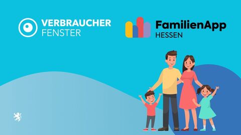 Grafik, die das Logo des verbraucherfensters und der Familienapp zeigt