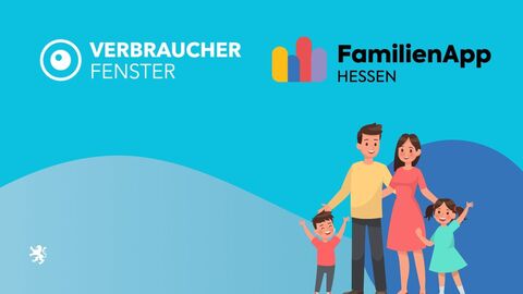 Grafik, die das Logo des Verbraucherfensters und der Familienapp zeigt.