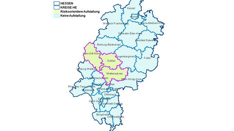 Karte zur Aufstallungspflicht in Hessen